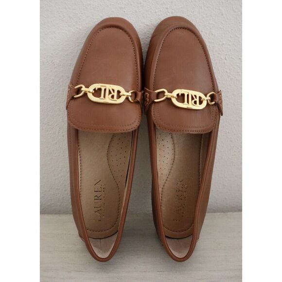 Lauren Ralph Lauren Women's Sz 5.5 Saddle Tan Leather Averi II Loafer Flats $150 - Picture 10 of 10